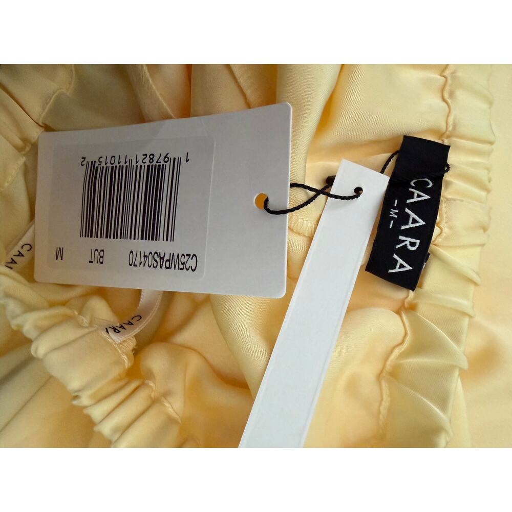 New $122 Caara Ivanna butter yellow satin pants sz M - Picture 7 of 7